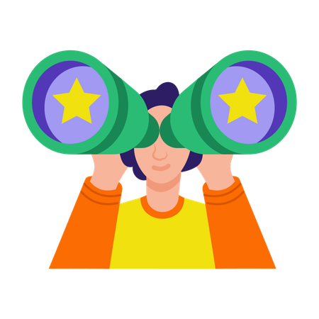 Boy looking at success vision  Illustration