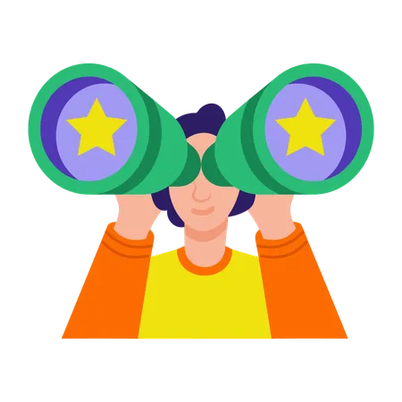 Boy looking at success vision  Illustration