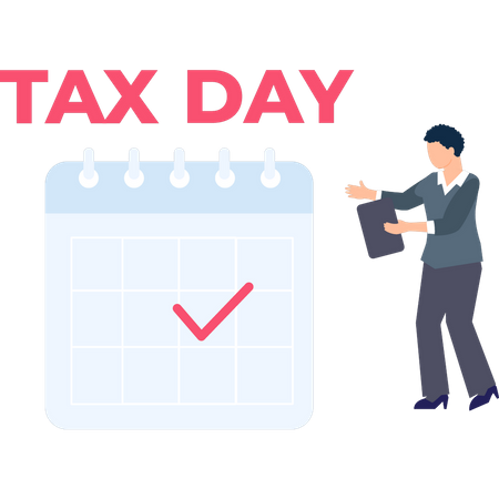 Boy looking at Tax Day reminder  Illustration