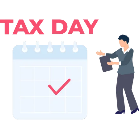 Boy looking at Tax Day reminder  Illustration