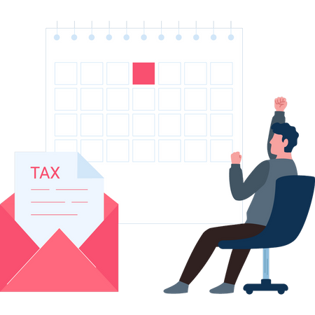 Boy looking at tax reminder  Illustration