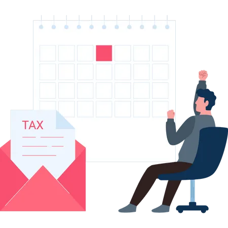 Boy looking at tax reminder  Illustration