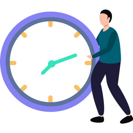 Boy looking at time clock  Illustration