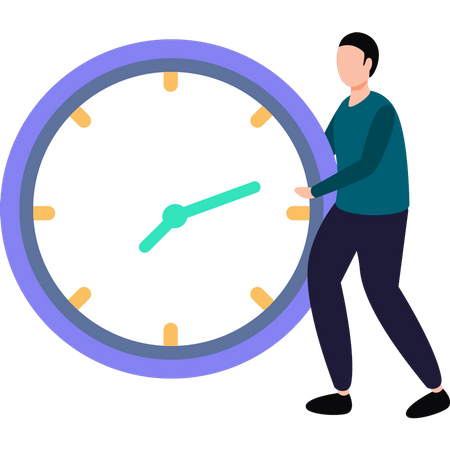 Boy looking at time clock  Illustration