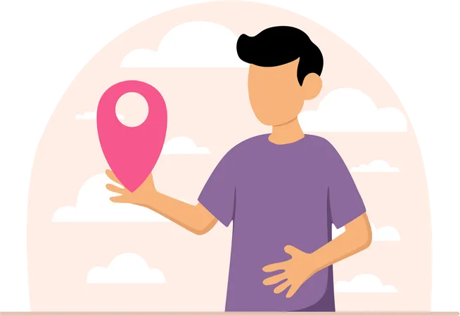 Boy looking at travel location  Illustration