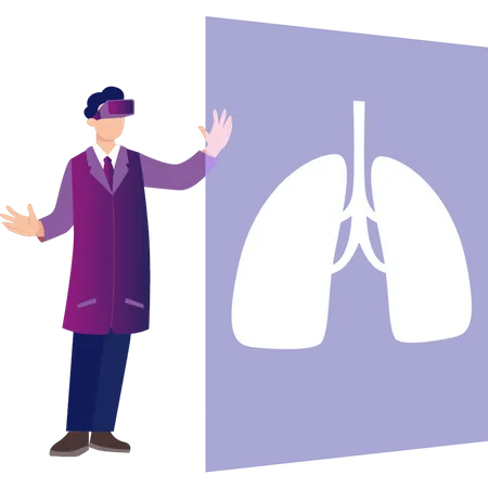 Boy Looking At X-Ray Of Lung  Illustration