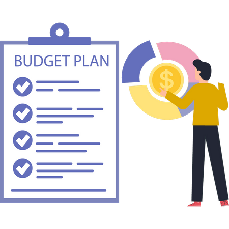 Boy Looking Budget Plan  Illustration
