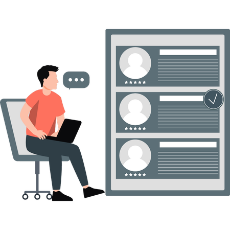 Boy looking for best candidate  Illustration