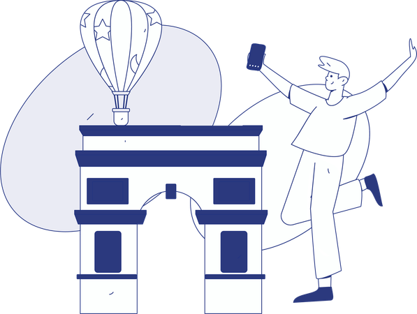 Boy looking for tourist place  Illustration