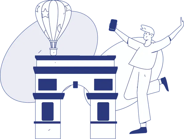 Boy looking for tourist place  Illustration