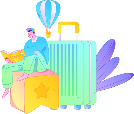 Boy looking for travel destination  Illustration