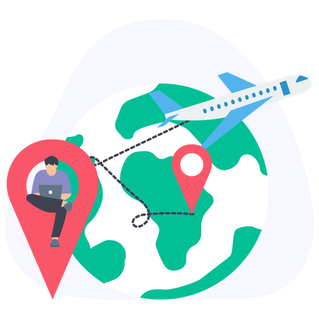 Boy looking for travel location  Illustration