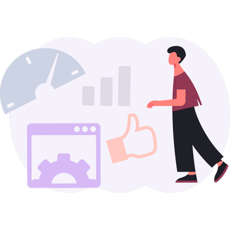 Boy  looking graph  Illustration