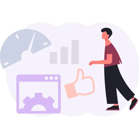 Boy  looking graph  Illustration