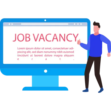 Boy looking job vacancy online  Illustration