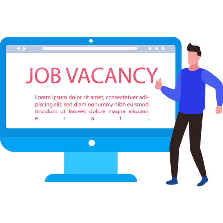 Boy looking job vacancy online  Illustration