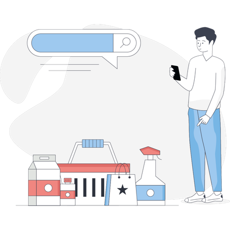 Boy  looking search bar  Illustration