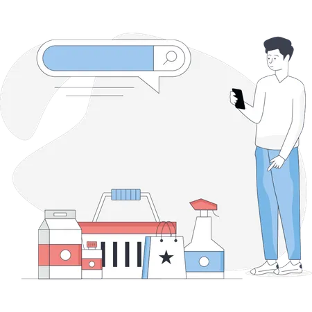 Boy  looking search bar  Illustration