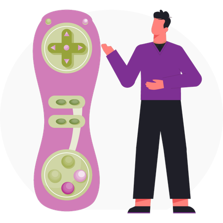Boy looking video game  Illustration