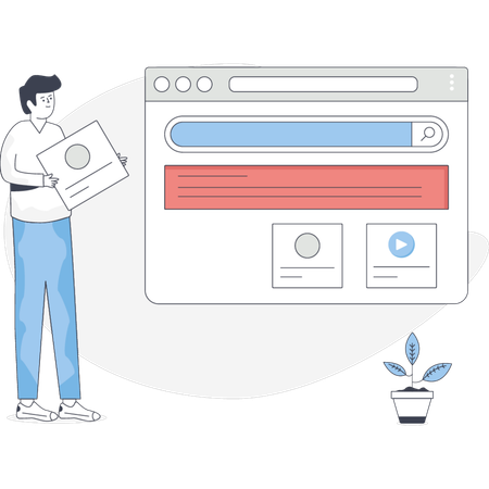 Boy Looking Website  Illustration