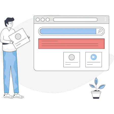 Boy Looking Website  Illustration