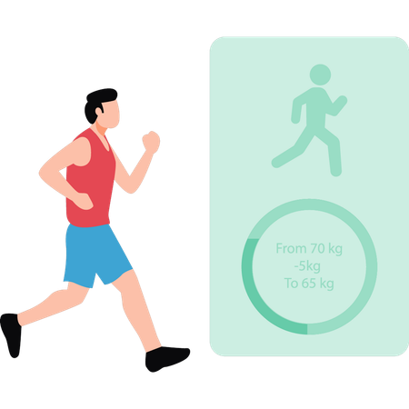 Boy loses weight 5 kg by running  Illustration