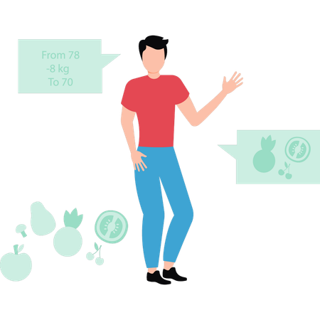 Boy lost weight 8 kg from the diet  Illustration