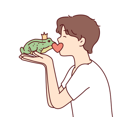 Boy loves frog  Illustration