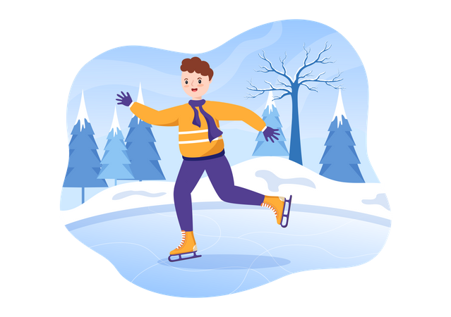 Boy loves ice skating  Illustration