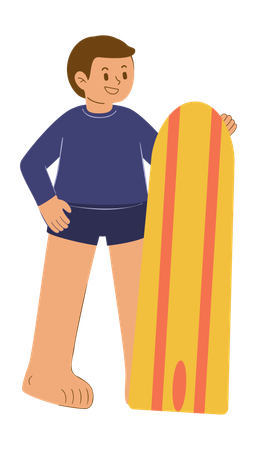 Boy loves to do water surfing  Illustration