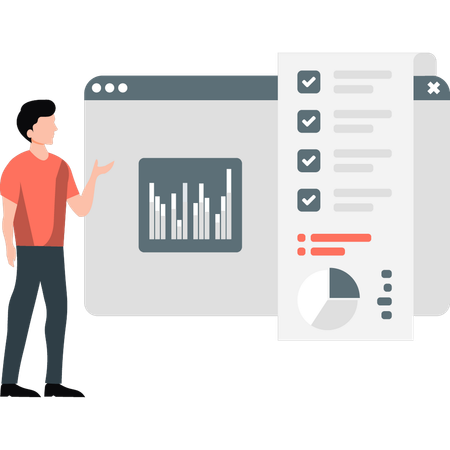 Boy made graph step wise  Illustration