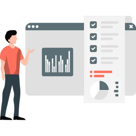 Boy made graph step wise  Illustration