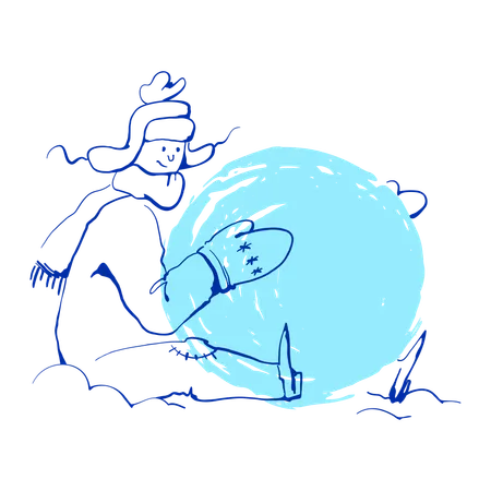 Boy made snowball  Illustration