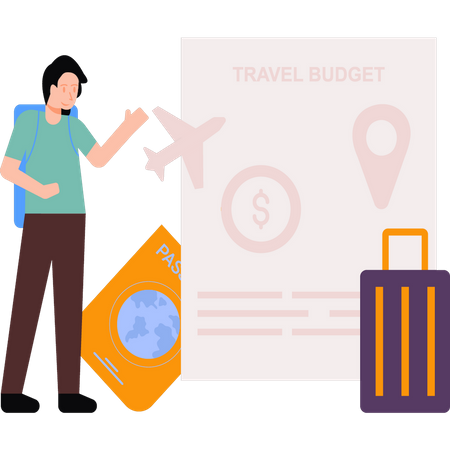 Boy made travel budget  Illustration