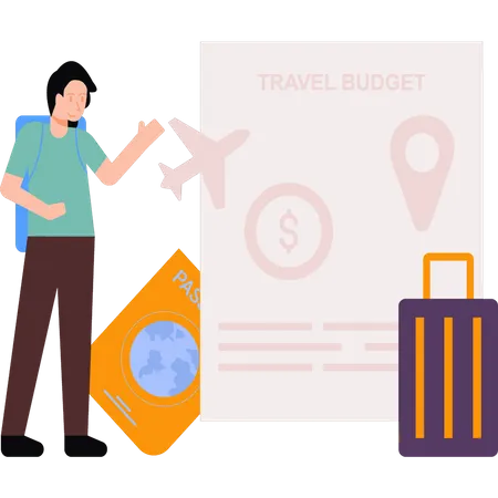 Boy made travel budget  Illustration