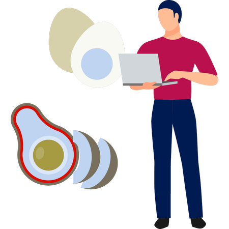 Boy making a meal plan  Illustration