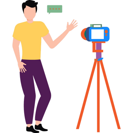 Boy making a video  Illustration