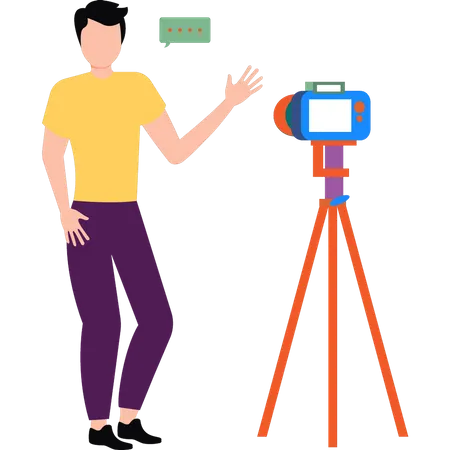 Boy making a video  Illustration