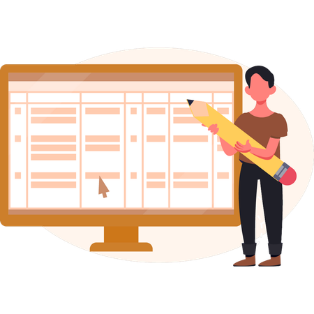 Boy making analysis cart  Illustration