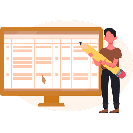 Boy making analysis cart  Illustration