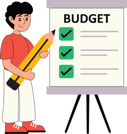 Boy making budget list  Illustration