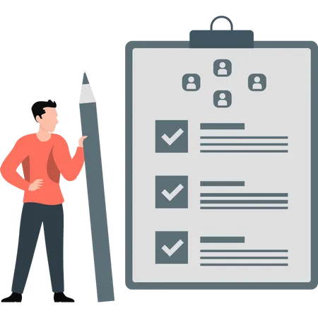 Boy making business checklist  Illustration