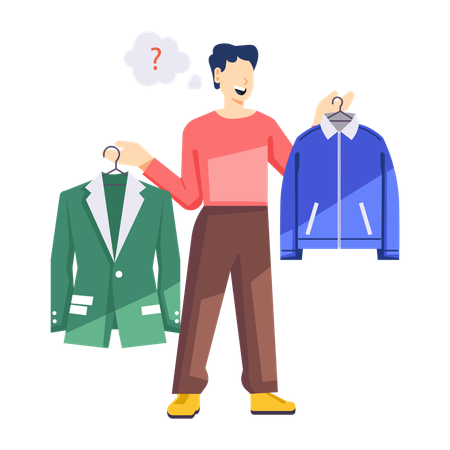 Boy making choice in shopping  Illustration