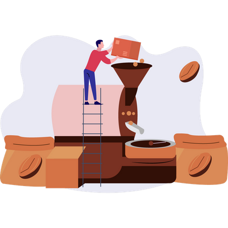 Boy making coffee  Illustration