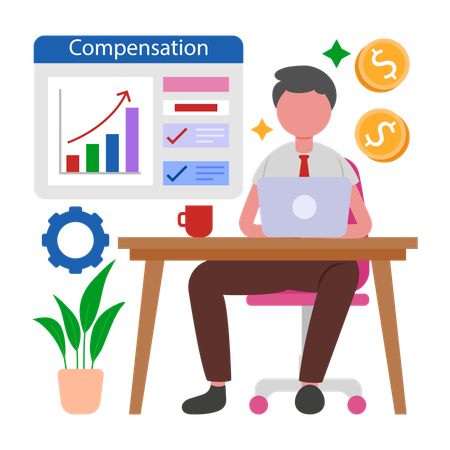 Boy making Compensation Plan  Illustration