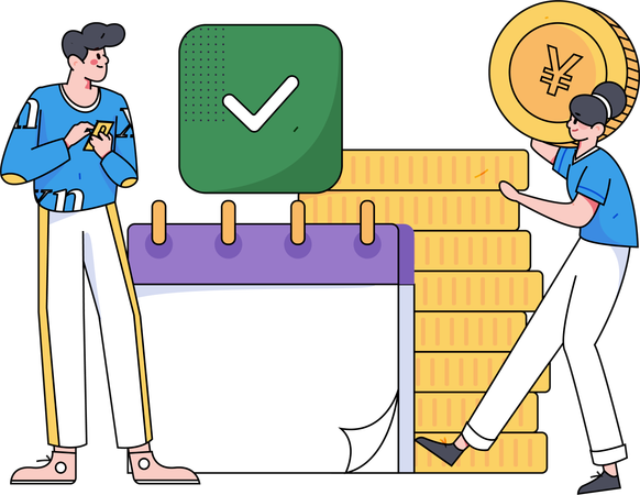 Boy making financial calendar  Illustration