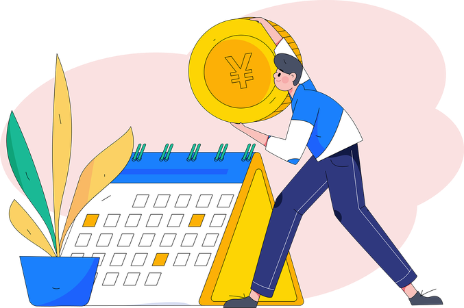 Boy making financial calendar  Illustration