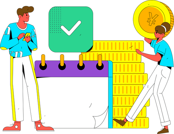 Boy making financial calendar  Illustration