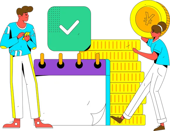 Boy making financial calendar  Illustration