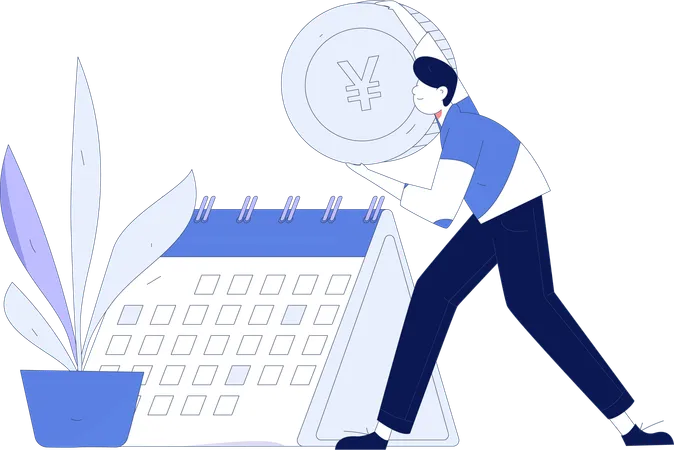 Boy making financial calendar  Illustration